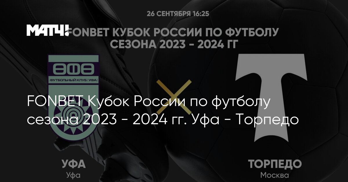 FONBET Кубок России по футболу сезона 2023 - 2024 гг. Уфа - Торпедо