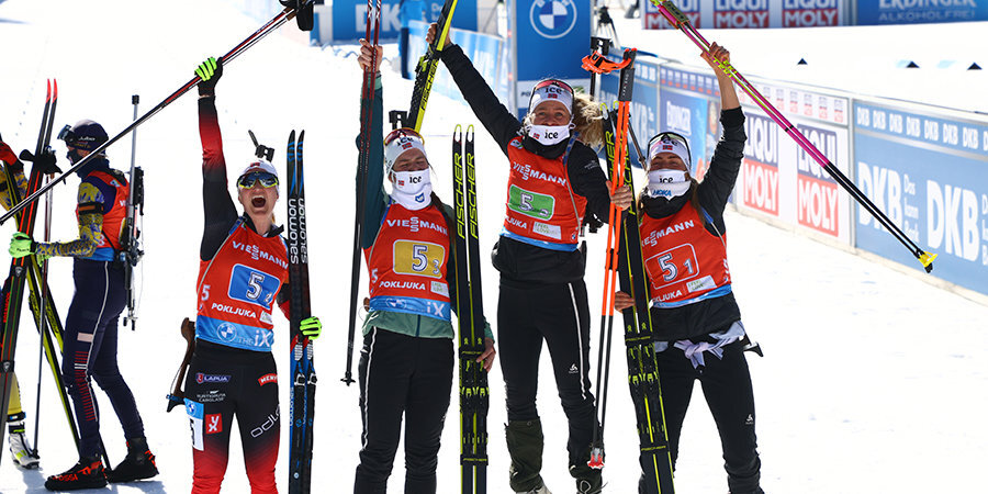 Сборная Норвегии выиграла женскую эстафету на чемпионате мира, россиянки — 11-е