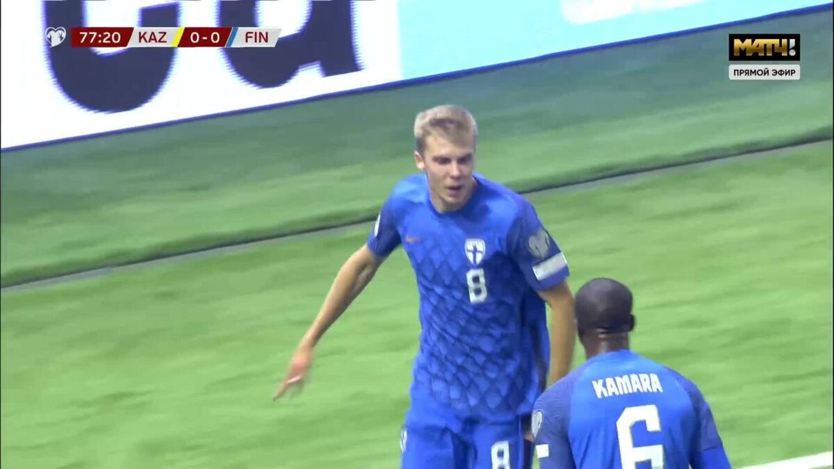 Казахстан - Финляндия. 0:1. Гол Оливера Антмана (видео). Чемпионат  Европы-2024. Футбол