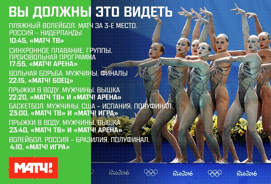 Россия – Бразилия в волейболе и золото синхронисток. Ваш гид по Олимпийским играм на 19 августа