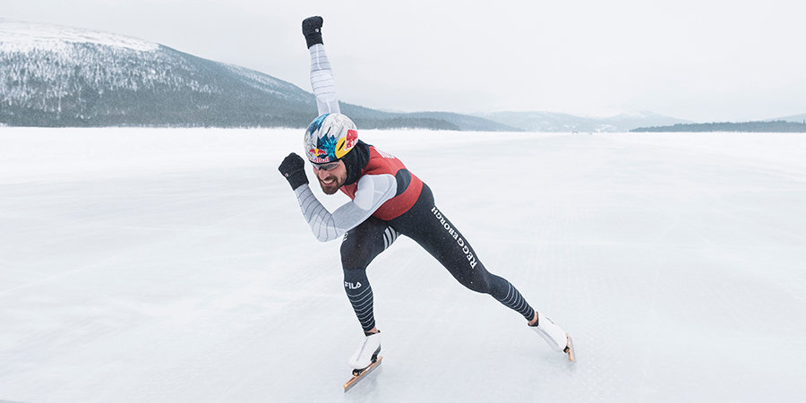 Голландский конькобежец разогнался до 103 км/ч! Помогли защитный экран и замерзшее озеро