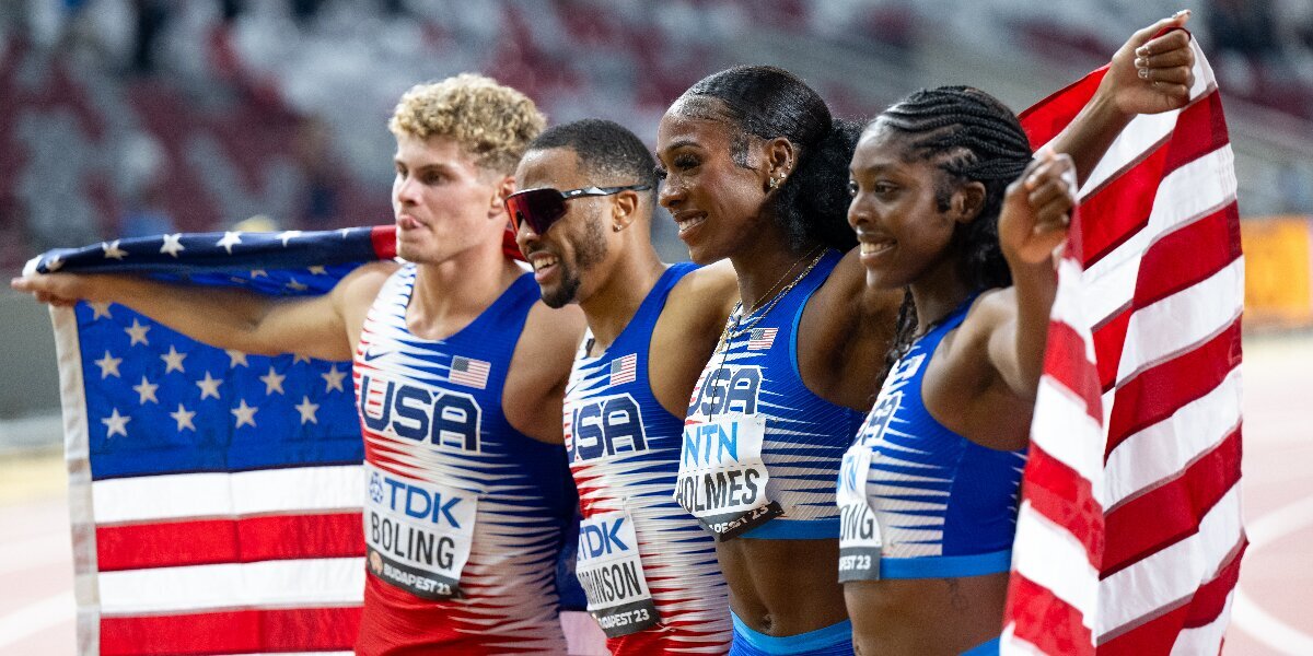 Американцы установили мировой рекорд в смешанной эстафете 4×400 метров на чемпионате мира в Будапеште