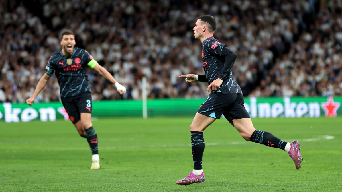 «Реал» — «Манчестер Сити» — 2:2. Фоден на 66‑й минуте сравнял счет в первом матче 1/4 финала Лиги чемпионов. Видео