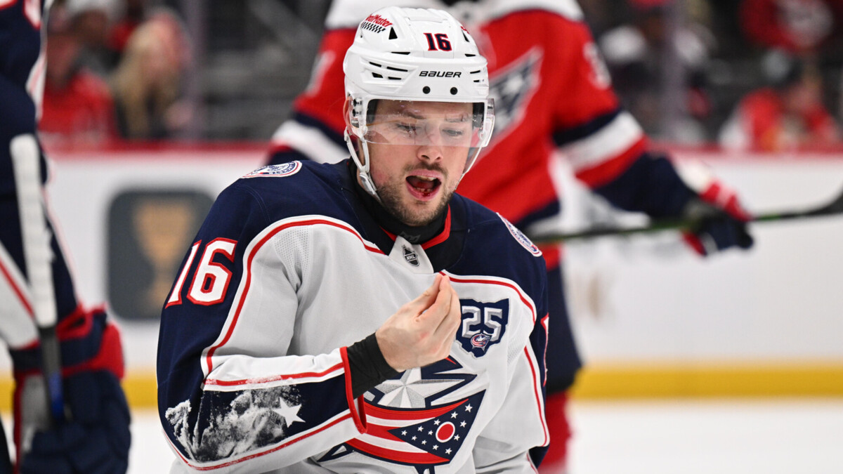 Нападающему «Коламбуса» Гонсу выбили зуб в матче НХЛ против «Вашингтона»