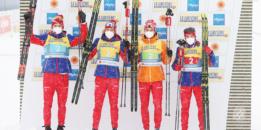 Российские лыжники растеряли преимущество в 45 секунд после первого этапа и стали вторыми в эстафете на ЧМ-2021