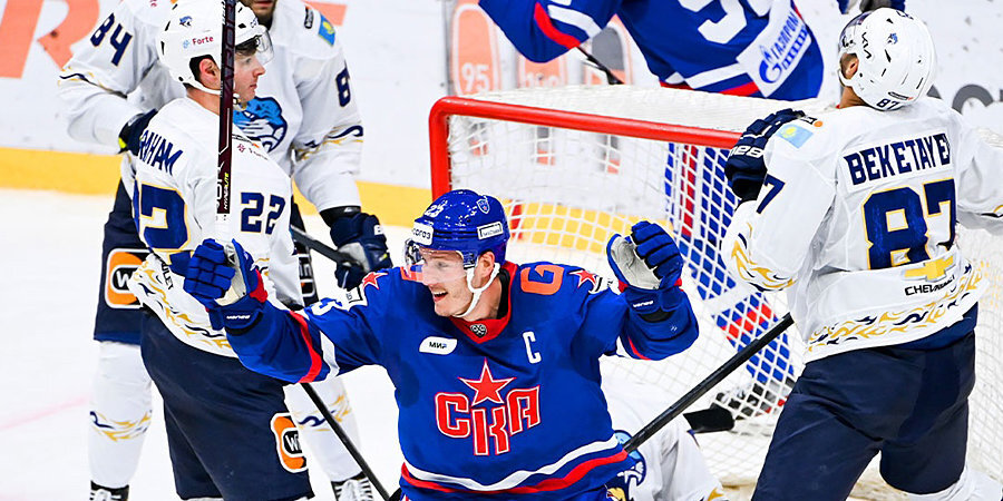 Дубль Волкова принес СКА победу над «Барысом» в матче КХЛ