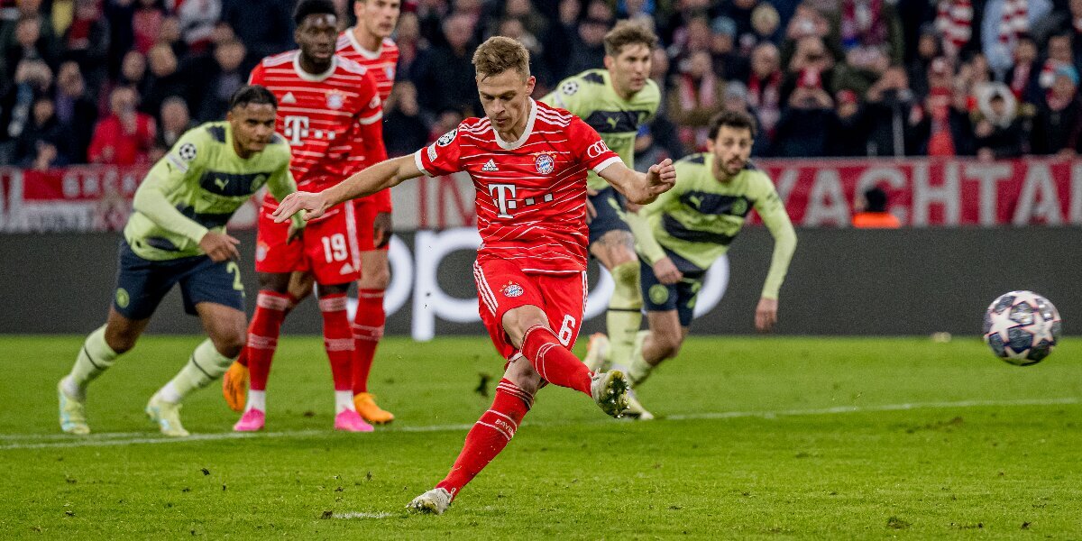 «Бавария» — «Манчестер Сити» — 1:1. Киммих с пенальти на 83-й минуте сравнял счет в матче ЛЧ. Видео