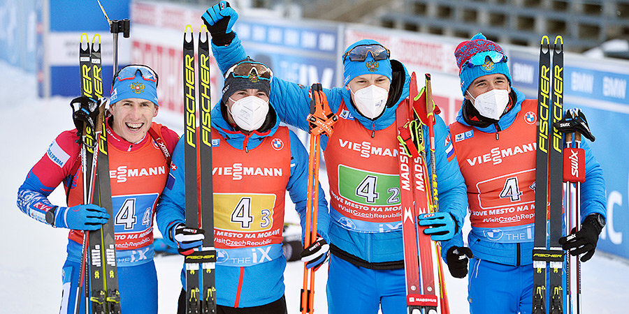 Российские биатлонисты завоевали серебро в эстафете на этапе КМ в Нове-Место
