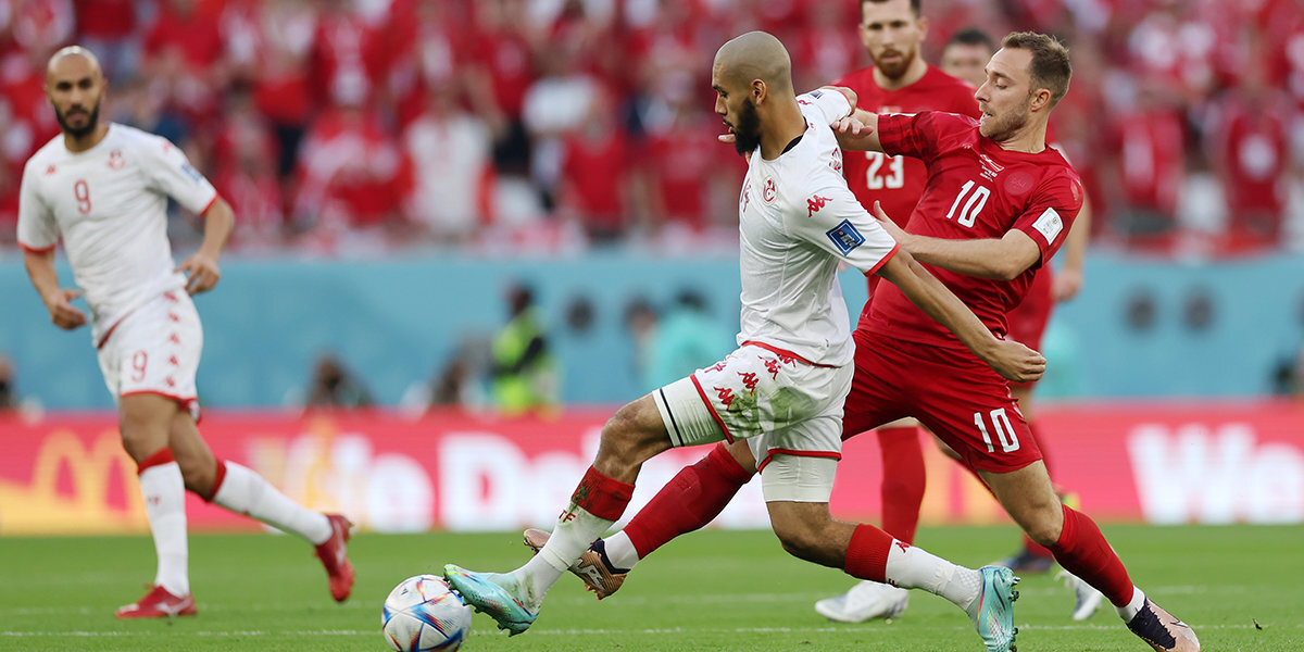 Футболисты сборной Дании не смогли обыграть команду Туниса в матче ЧМ-2022 в Катаре