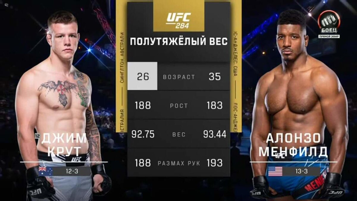 Джим Крут против Алонзо Менфилда. Лучшие моменты боя (видео). UFC 284