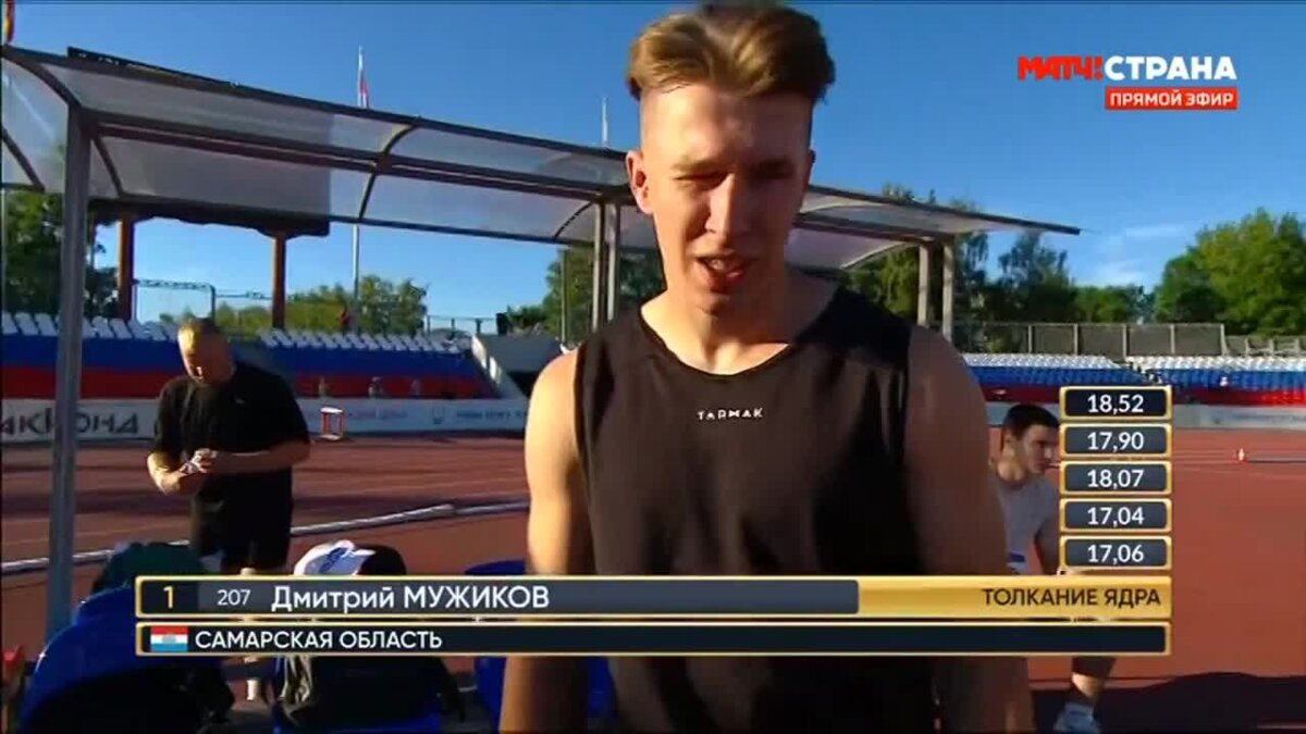 Дмитрий Мужиков становится чемпионом в толкании ядра (видео). Первенство  России среди юниоров. Легкая атлетика