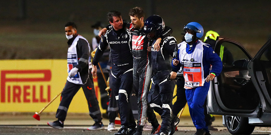 Гран-при Бахрейна возобновлен после аварии Грожана. Спустя круг на трассе появилась машина безопасности