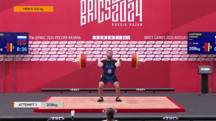 Георгий Купцов победил в весовой категории 102 кг (видео). Игры БРИКС. Тяжелая атлетика (видео)