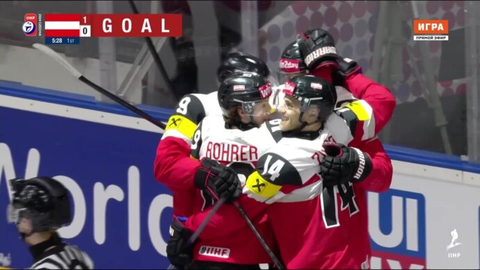 Австрия - Швейцария. 2:0. Гол Пауля Хубера (видео). Чемпионат мира. Хоккей (видео)