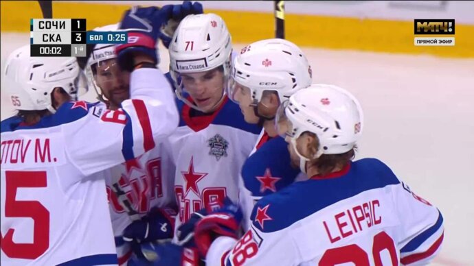 Сочи - СКА. 1:4. Гол Кирилла Танкова (видео). Лига Ставок Sochi Hockey Open. Хоккей (видео)