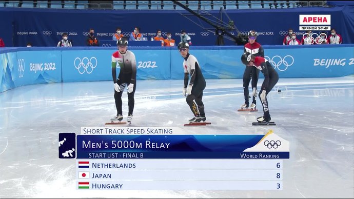 Малый финал в забеге на 5000 м у мужчин (видео). Пекин-2022. Шорт-трек (видео)