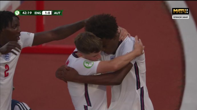 Англия (U-19) - Австрия (U-19). 1:0. Гол Карни Чуквуэмека (видео). Чемпионат Европы среди юниоров. Футбол (видео)