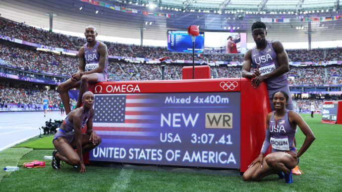 Сборная США установила мировой рекорд в смешанной эстафете 4×400 м на Олимпиаде‑2024 в Париже