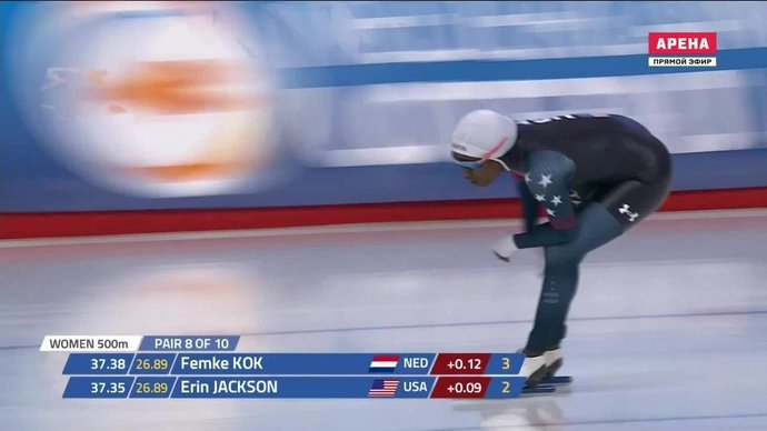 Эрин Джексон заняла третье место на дистанции 500 метров (видео). Кубок мира. Коньки (видео)