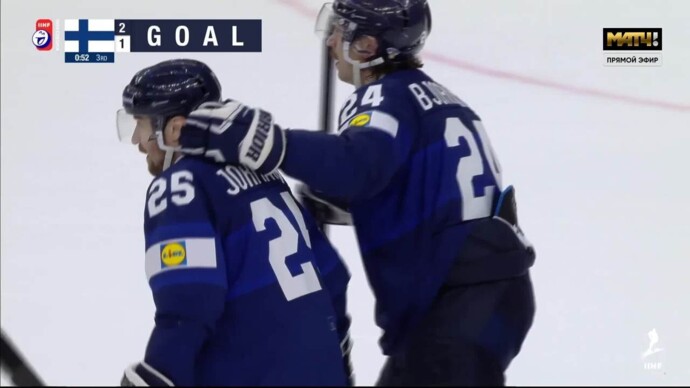 Финляндия - Дания. 3:1. Гол Пекки Йормакки (видео). Чемпионат мира. Хоккей (видео)