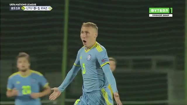 Литва - Казахстан. 0:2. Исламбек Куат (видео)
