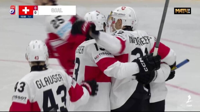 Дания - Швейцария. 0:1. Гол Нико Хишира (видео). Чемпионат мира. Хоккей (видео)