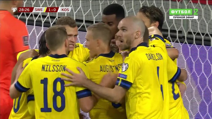 Швеция - Косово. 1:0. Эмиль Форсберг (пенальти) (видео)