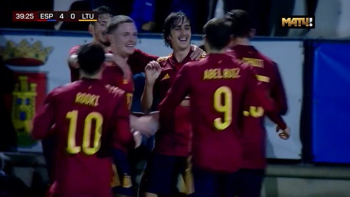 Испания (U-21) - Литва (U-21). 4:0. Гол Бриана Хиля (видео). Чемпионат Европы 2023. Молодежные сборные. Отборочный турнир. Футбол (видео)