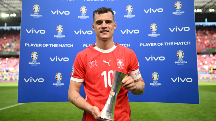 Швейцарец Джака признан лучшим игроком в матче с Венгрией на ЕВРО‑2024 по футболу