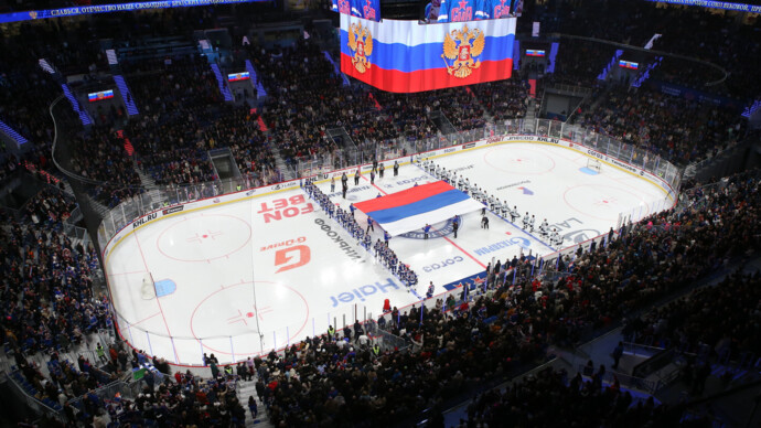 Первый матч СКА на новой арене в Санкт‑Петербурге стал рекордным по посещаемости в КХЛ в закрытых помещениях