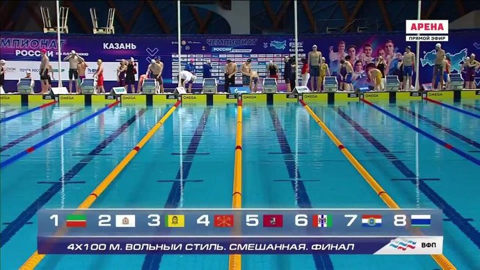 Смешанная эстафета 4х100 м (видео). Чемпионат России. Плавание (видео)