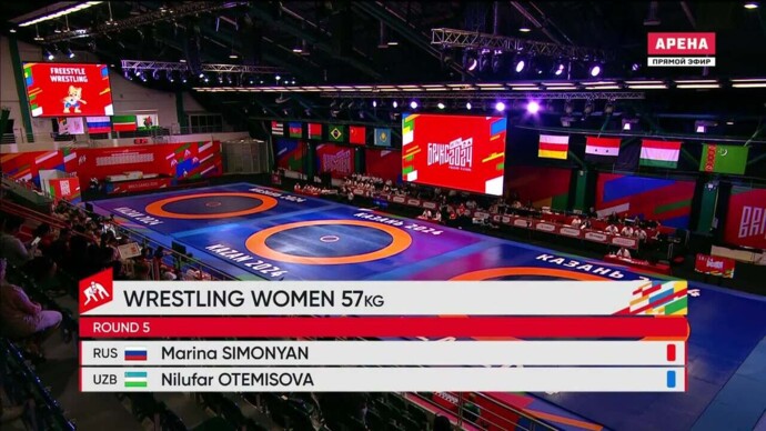 Марина Симонян победила в весе до 57 кг в 5 раунде (видео). Борьба. Игры БРИКС (видео)