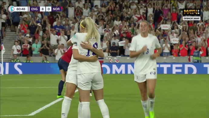 Англия - Норвегия. 8:0. Гол Бет Мид (видео). Чемпионат Европы 2022. Женский футбол (видео)