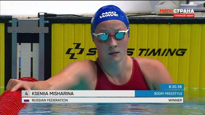 Ксения Мишарина победила на дистанции 800 м вольным стилем (видео). Игры БРИКС. Плавание (видео)