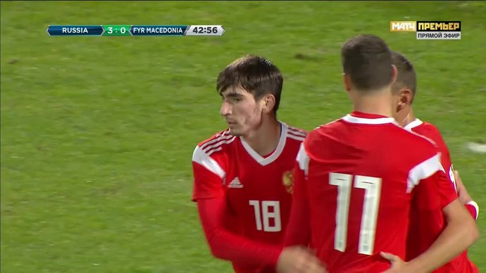 Россия (U-21) - Македония (U-21). 3:0. Зелимхан Бакаев (видео)