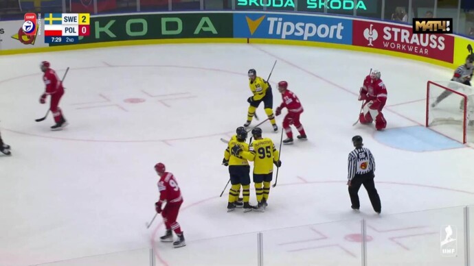 Швеция - Польша. 3:0. Гол Эрика Карлссона (видео). Чемпионат мира. Хоккей (видео)