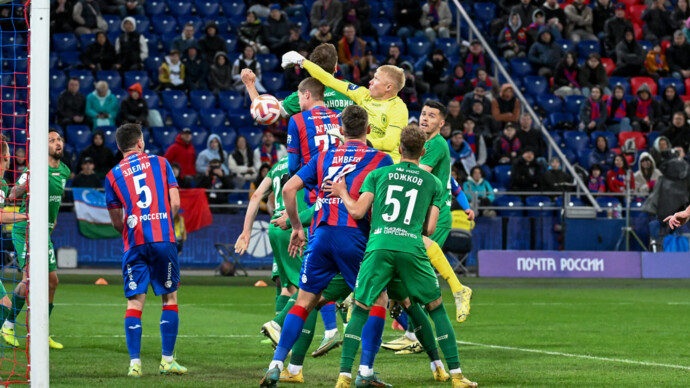 ЦСКА и «Рубин» забили по одному мячу в концовке первого тайма матча РПЛ