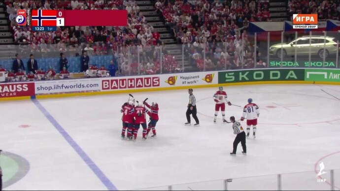 Норвегия - Чехия. 1:1. Гол Стиана Сульберга (видео). Чемпионат мира. Хоккей (видео)