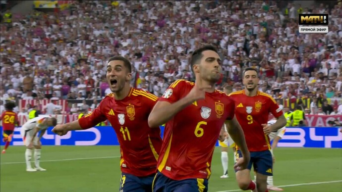 Испания - Германия. 2:1. Гол Микеля Мерино (видео). Чемпионат Европы-2024. Футбол (видео)