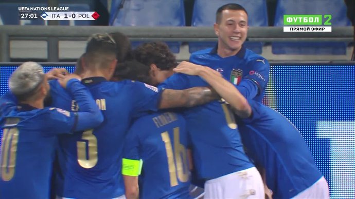 Италия - Польша. 1:0. Жоржиньо (пенальти) (видео)