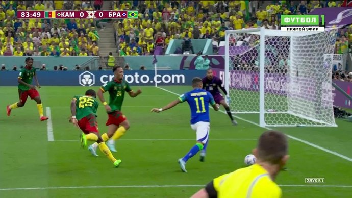 Камерун - Бразилия. Гимараеш атакует ворота соперника (видео). Чемпионат мира-2022. Футбол (видео)