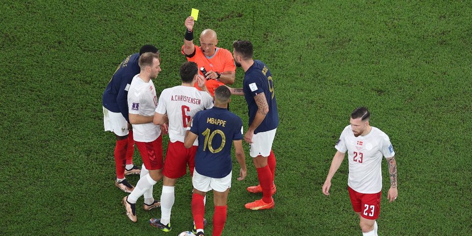 Франция — Дания — 0:0: Андреас Кристенсен получил желтую карточку на 20-й минуте матча ЧМ-2022