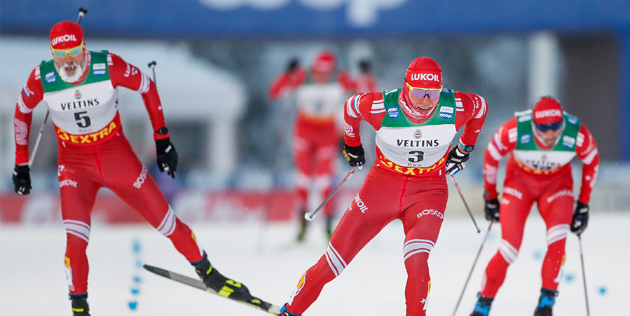 Российские лыжники заняли весь пьедестал в лыжном пасьюте на этапе КМ, победу одержал Большунов