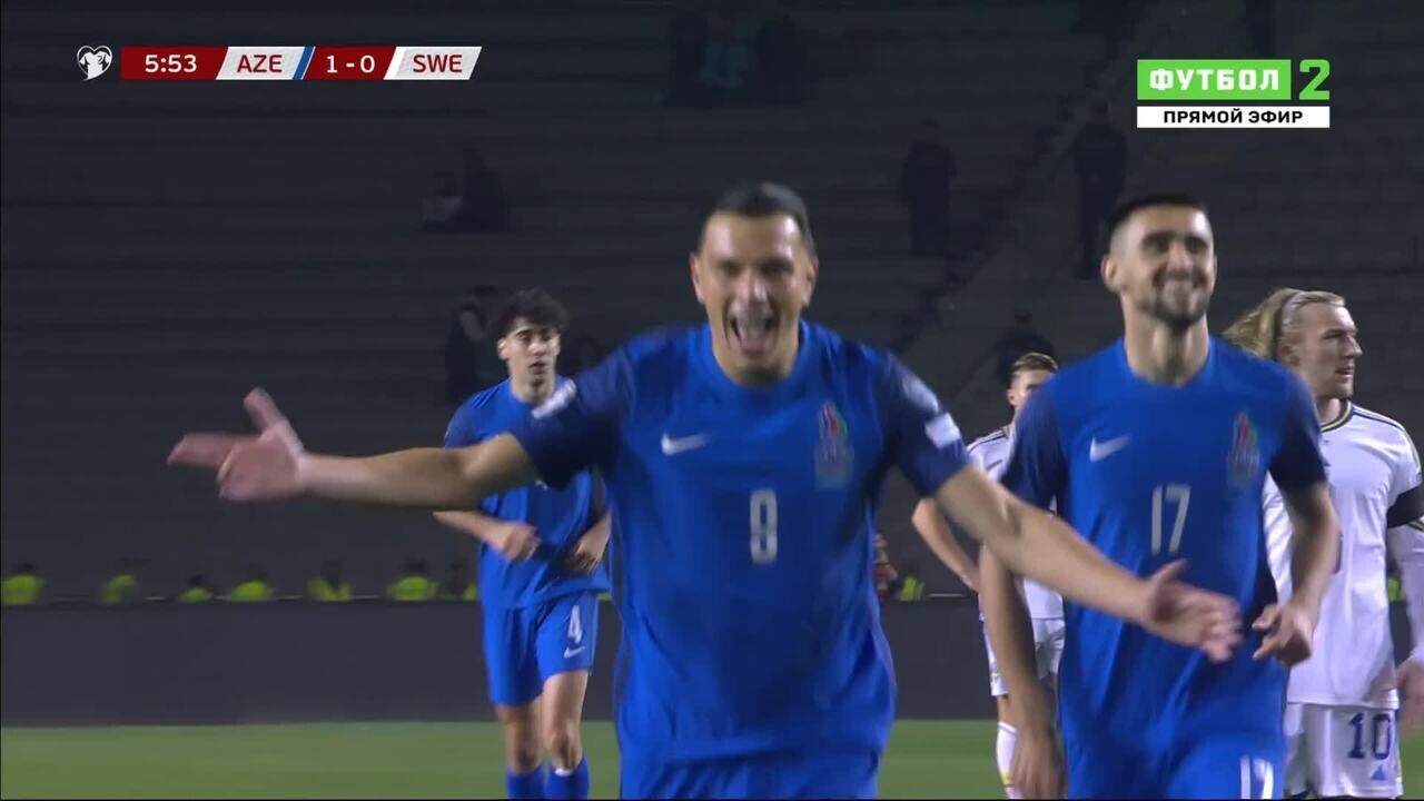 Азербайджан - Швеция. 2:0. Гол Рената Дадашова (видео). Чемпионат  Европы-2024. Футбол