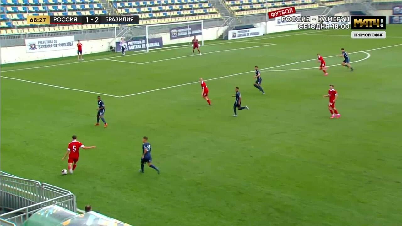 Сборная России (U-18) - СКА Бразил. Никишин создает опаснейший момент (видео).  Товарищеский матч. Футбол