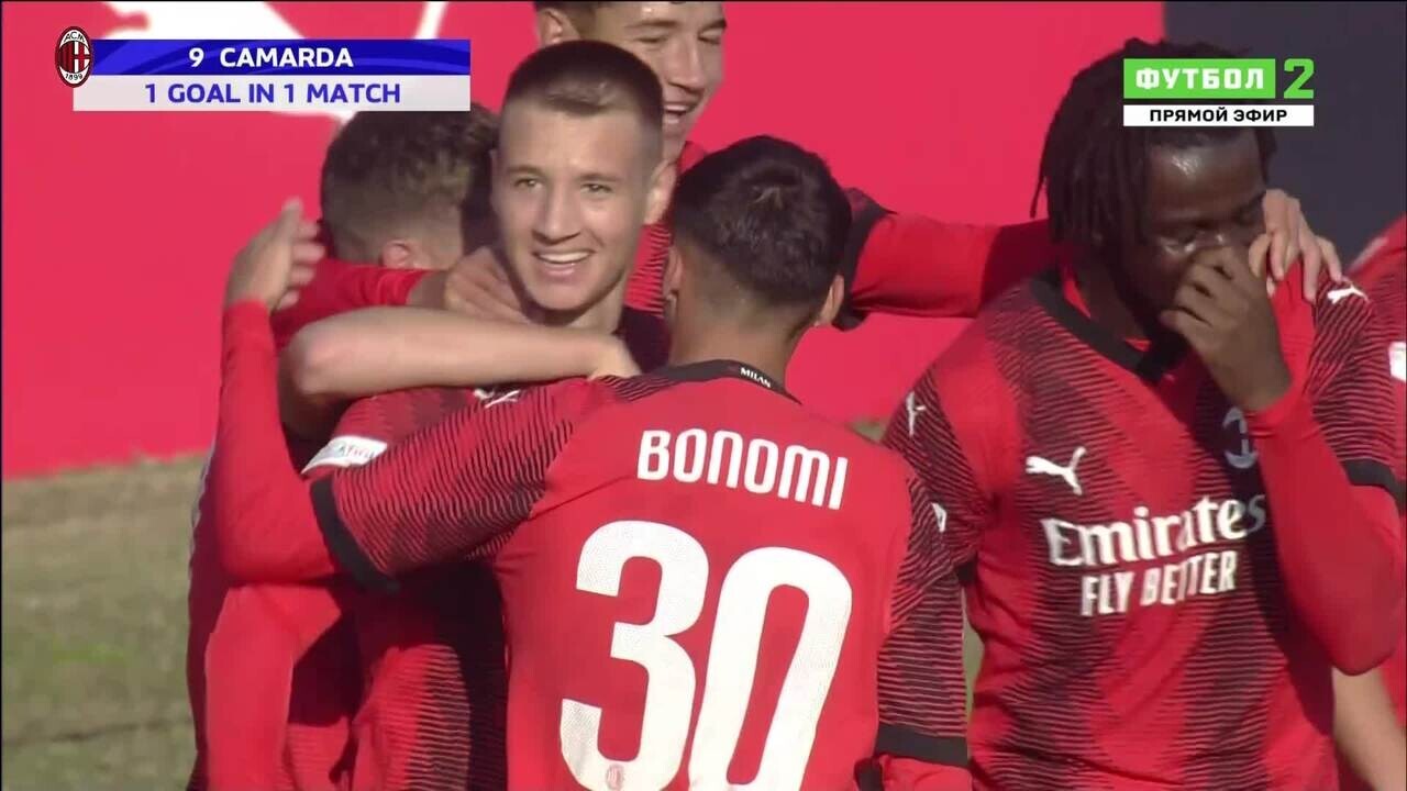 Милан-м - ПСЖ-м. 2:0. Франческо Камарда забивает красивый гол через себя  (видео). Юношеская лига УЕФА. Футбол