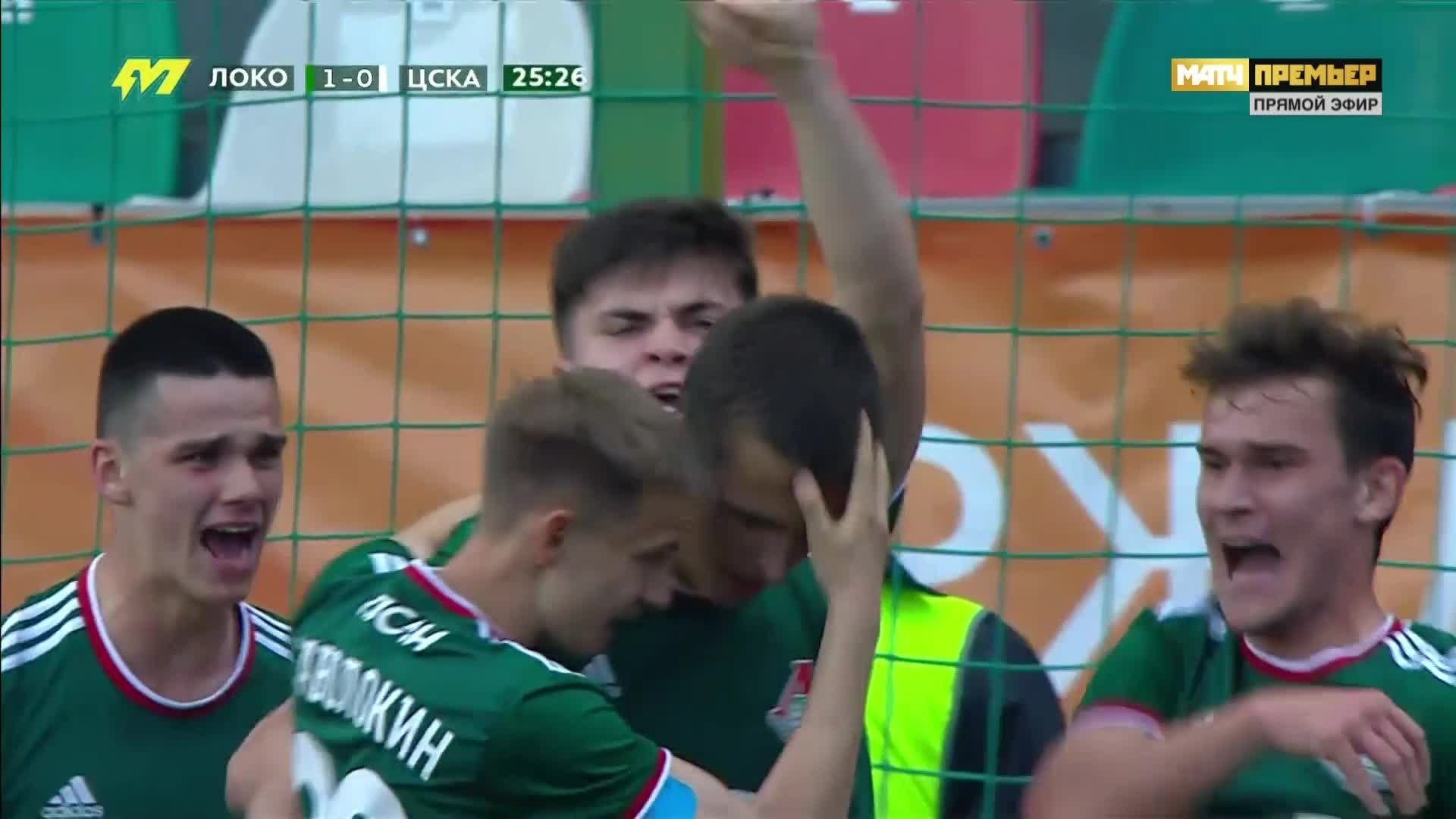 Локомотив - ЦСКА. 1:0. Гол с пенальти Антона Горбунова (видео). Молодежное  первенство. Футбол