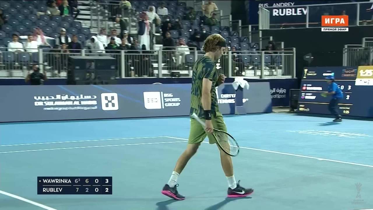 Андрей Рублев проиграл Стэну Вавринке на тай-брейке (видео). Diriyah Tennis  Cup. Теннис