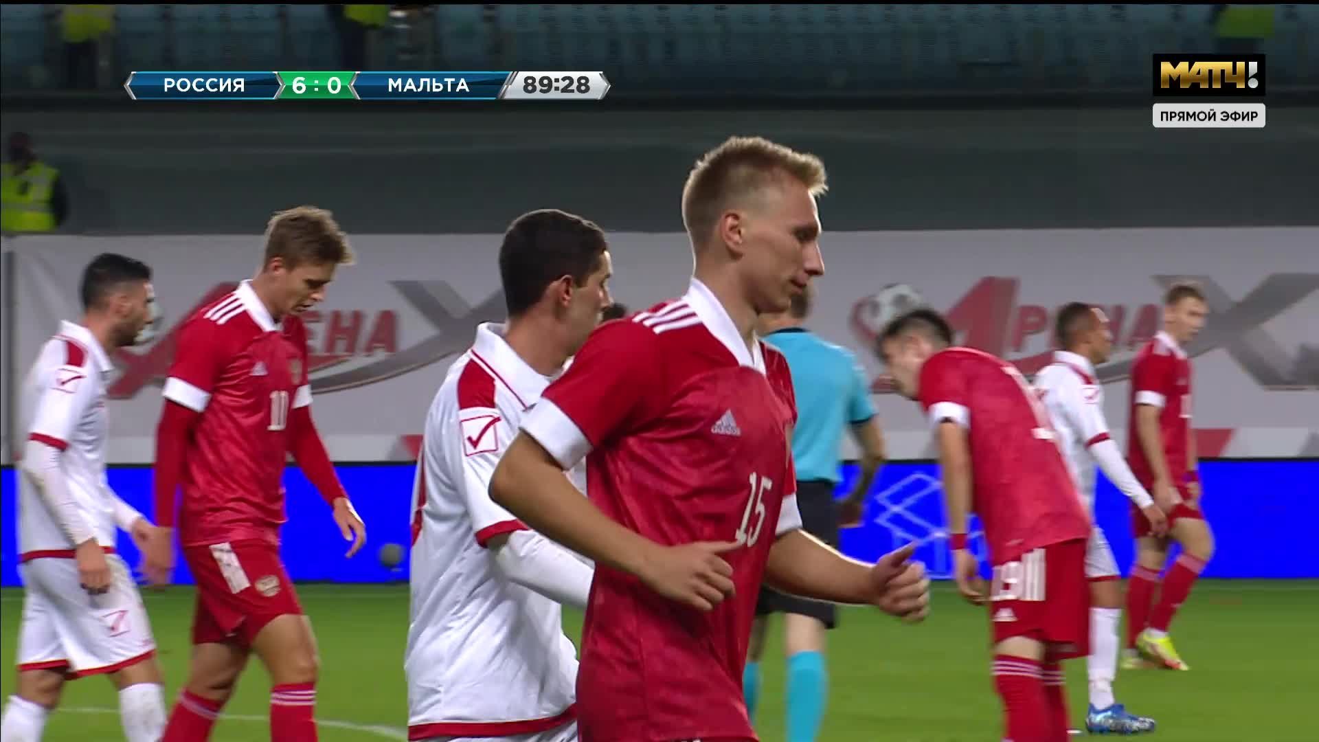 Россия (U-21) - Мальта (U-21). Карапузов попадает в перекладину