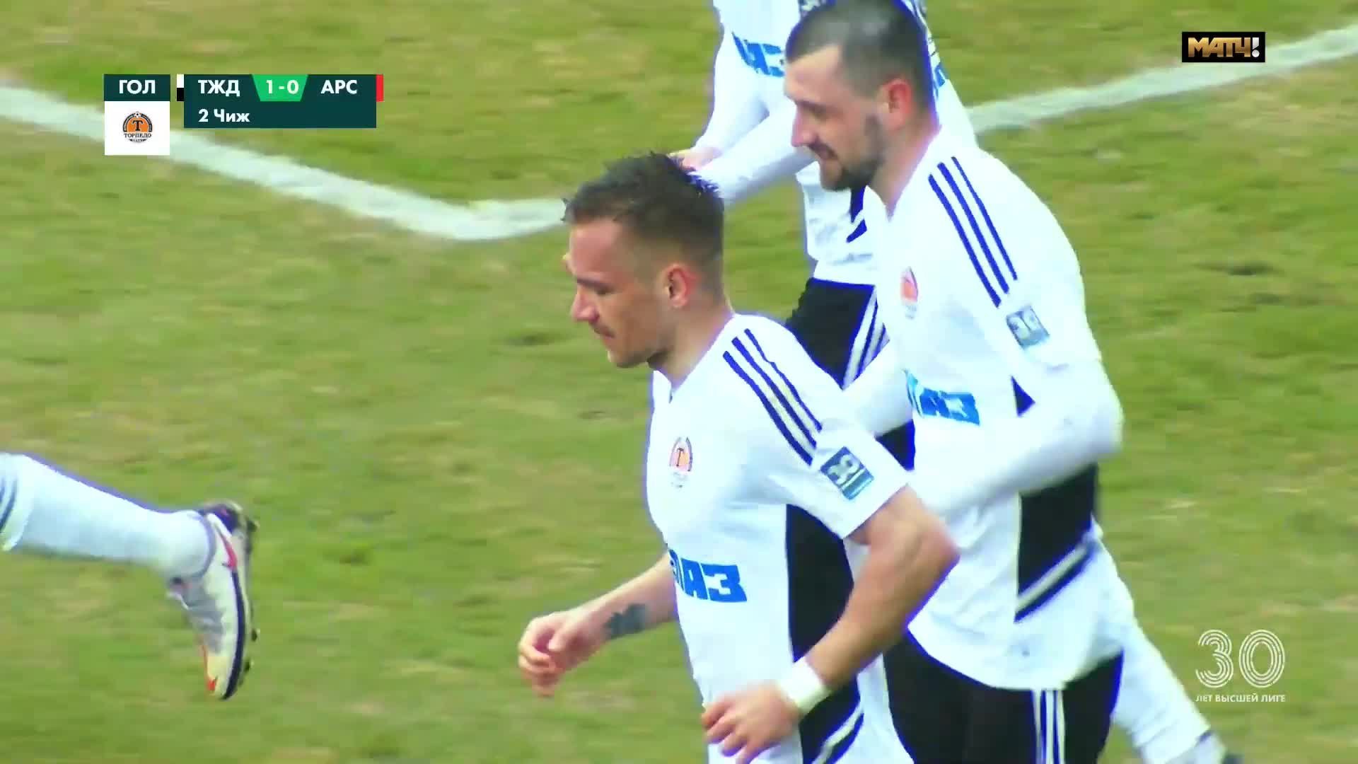 Торпедо-БелАЗ - Арсенал Дзержинск. 1:0. Гол Александра Чижа (видео).  Чемпионат Белоруссии. Футбол